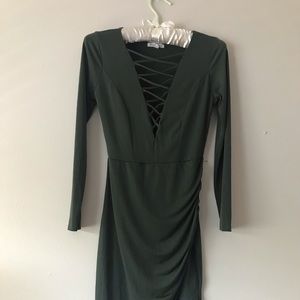 Long sleeve olive dress